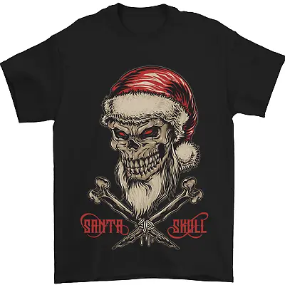 Buy Christmas Santa Skull Heavy Metal Biker Mens T-Shirt 100% Cotton • 10.48£