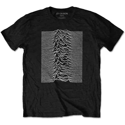 Buy Joy Division 'Unknown Pleasures Waves' (Black) T-Shirt (Plus Sizing) - OFFICIAL! • 17.69£