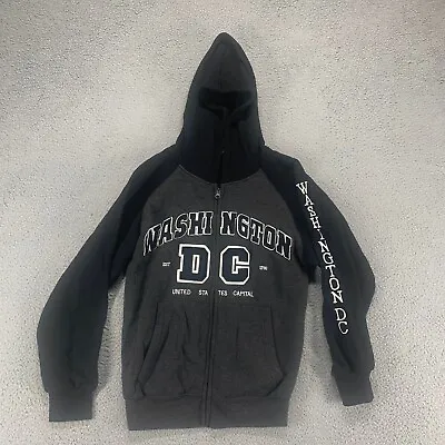 Buy Washington DC Hoodie Womens Small Black Gray Full Zip Hooded Capital Spell Out • 14.40£