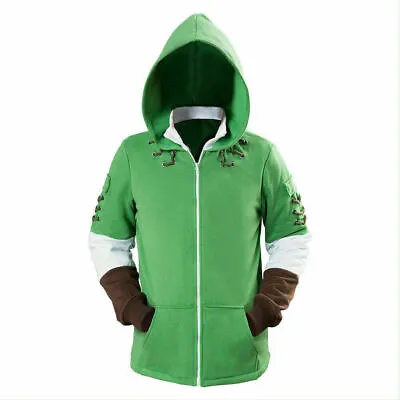 Buy The Legend Of Zelda Link Costume Cosplay Hoodie Sweatshirt  Zip Up Jacket Outfit • 31.20£