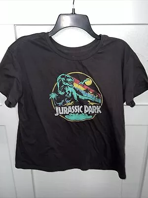 Buy Jurassic Park XL Short Sleeve Graphic T-Shirt - Cropped Women's Black • 7.50£