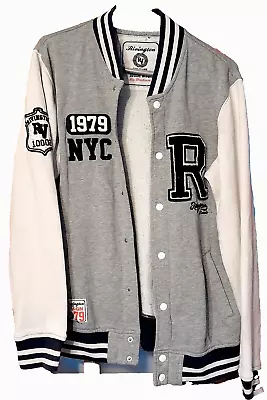 Buy Varsity Baseball Jacket Rivington Grey/navy/white Size Medium Worn/pre-owned • 11.25£