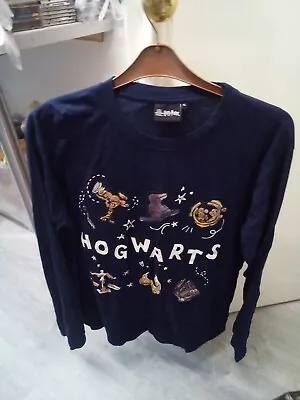 Buy Harry Potter. Official 'Hogwarts' Xl Long S Sleeved Navy Blue Top • 5.49£