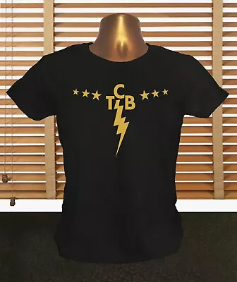 Buy Elvis Presley Gold TCB Or TLC Logo With Stars - Women's Elvis Presley T Shirt • 14.99£