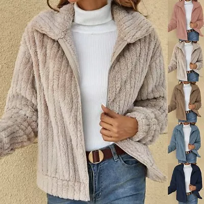 Buy Ladies Winter Fleece Coats Vintage Plush Jackets Warm Long Sleeve Outfit • 20.64£