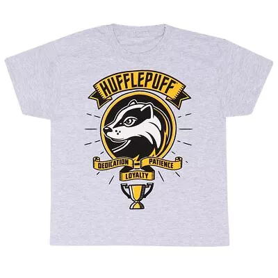 Buy Harry Potter - Comic Style Hufflepuff Unisex Heather Grey T-Shirt 3- - K777z • 11.38£