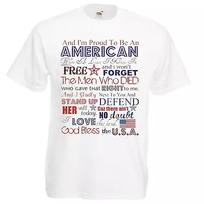 Buy Unisex Proud American God Bless USA Patriotic United States Quote T-Shirt • 12.95£