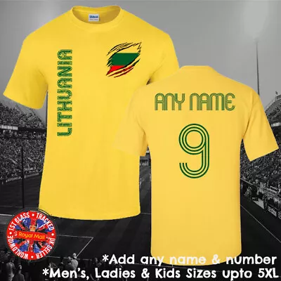 Buy Lithuania Football Fan T-shirt Personalised Mens Ladies Kids Euros World Cup • 9.99£