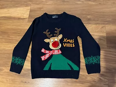 Buy NEXT Christmas Jumper Size 7-8 Years Fits 8-9 Years Knit Rudolph Red Nose • 5.99£
