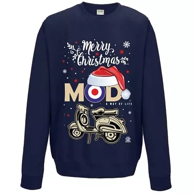 Buy Funny Christmas Santa Hat MOD Target Scooter Mens Sweatshirt Jumper Xmas Gift • 23.95£