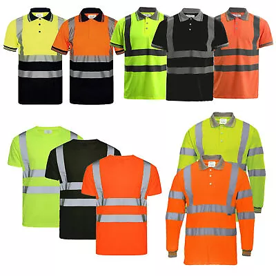 Buy 2 Pack Hi Vis T Shirt Short Sleeve High Visibility Polo T Shirt Safety Work • 17.99£