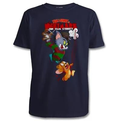 Buy Tom & Jerry Elm Street Parody T Shirts - Size S M L XL 2XL - Multi Colour • 19.99£