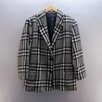 Buy Vintage Womens Jacket 2XL Black White Pattern Button Up Jacket Twill Blazer  • 10.52£