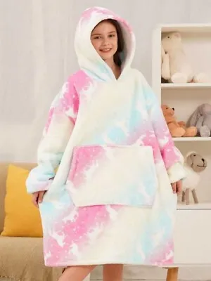 Buy Kids Oversized Hoodie Blanket Sherpa Star Unicorn Hooded Sweatshirt - 12-13yrs • 15.99£
