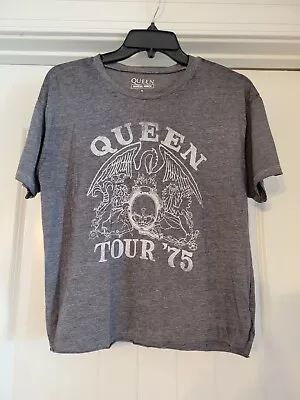 Buy Queen Tour '75 Gray Unisex Concert T-Shirt Small Rock & Roll Band Official Merch • 6.42£