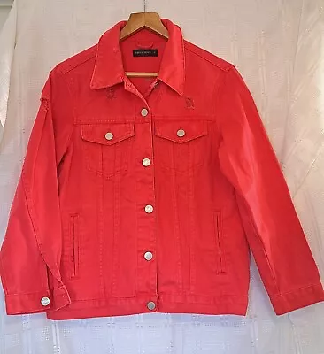 Buy Terranova VGC Women's Red Denim Distressed Jacket With 4 Pockets Size S • 12.95£