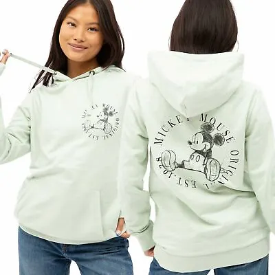 Buy Official Disney Ladies Mickey Mouse Original Circle Est.1928 Hoodie Green S - XL • 24.99£