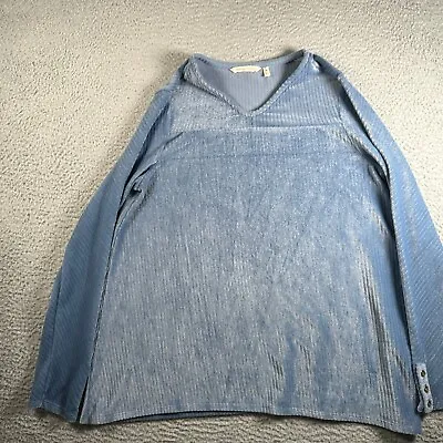 Buy Soft Surroundings Shirt Womens Medium Blue V Neck Long Sleeve Casual Ladies • 14.36£