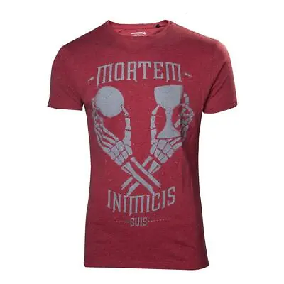 Buy UNCHARTED 4 A Thief's End Men's Mortem Inimicis Suis T-Shirt, Small, Red • 13.19£