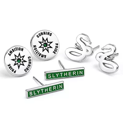 Buy Harry Potter - Silver Plated Earring Set Slytherin - New Silver Plated - J300z • 14.14£