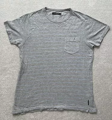 Buy French Connection Mens Tshirt Grey With Blue Stripes Short Sleeve Cotton Large • 4.99£