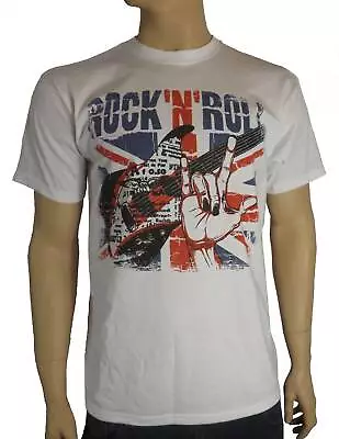 Buy ROCK N ROLL UNION JACK T-SHIRT - Britpop Paul Weller Oasis Noel Gallagher • 12.95£