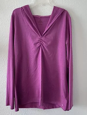 Buy Prana Orchid Striped Pullover Lightweight Hoodie Womens XL Pink/Purple Yoga • 18.67£