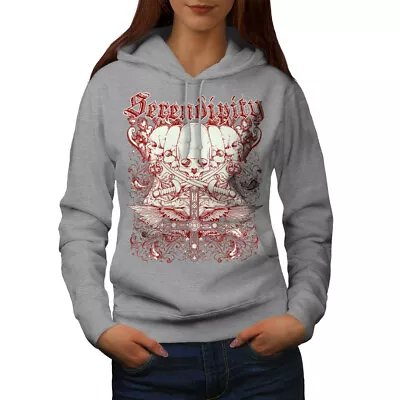 Buy Wellcoda Sword Death Skull Womens Hoodie, Grave Yard Casual Hooded Sweatshirt • 28.99£