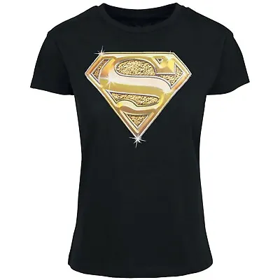 Buy DC Comics  Superman Gold Logo  Girls T-Shirt [Large] Black • 9.97£