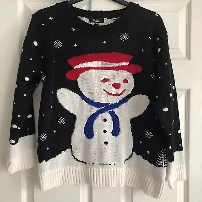 Buy Glimpse Design Womens Black Snowman Christmas Festive Pullover Jumper Size M /L • 12.99£