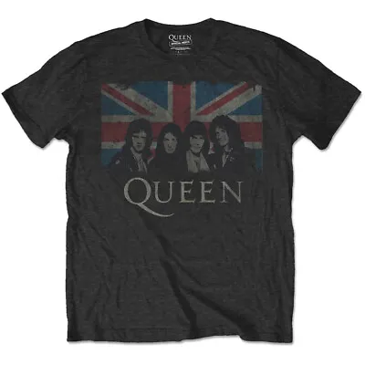 Buy Official Queen T Shirt Union Jack Black Classic Rock Band Tee Freddie Mercury • 12.99£