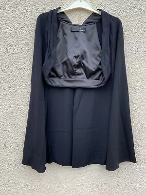 Buy Amanda Wakeley Black Crepe Silk Grecian Bolero Cape Jacket Opera 14 M • 45£