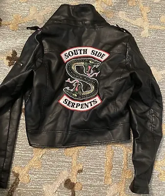 Buy Riverdale South Side Serpents Motorcycle Moto Faux Leather Jacket Size M(women) • 40.85£