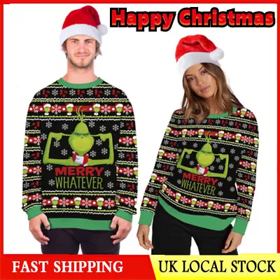 Buy Men&Women The Grinch Christmas Jumper Xmas Couple Ugly Knit Sweater Top- Uk • 15.99£