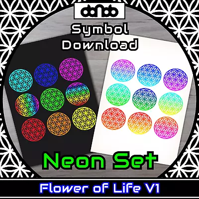 Buy Flower Of Life V1 Neon Set - Symbol - SVG PNG JPG PDF PSD AI EPS [2D Download] • 2.71£