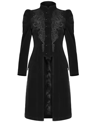 Buy Punk Rave Womens Long Gothic Jacket Coat Black Velvet Lace Steampunk Victorian • 109.99£