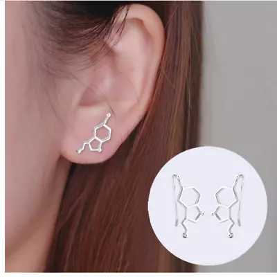 Buy Womens Earrings Chemistry Serotonin Molecule Ear Studs Geometric Jewellery  • 12.24£