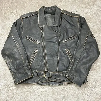 Buy Gipsy By Mauritius Leather Jacket Vintage Biker Aviator Motorcycle L/XL • 49.99£