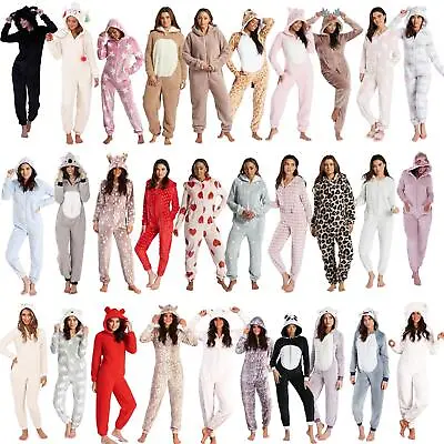 Buy Ladies/Womens/Girls Fleece All In One Pyjamas Outfit Costume Hood Size 6-22 • 26.95£