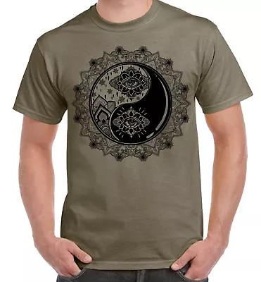 Buy Yin And Yang Mandala Hipster Tattoo Large Print Men's T-Shirt • 12.95£