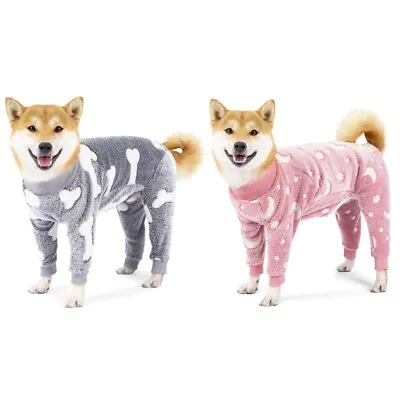 Buy Dog Winter Flanner Pyjama Full Length Plush Warm Jumpsuit Pet Apparel Sleepwear • 13.91£