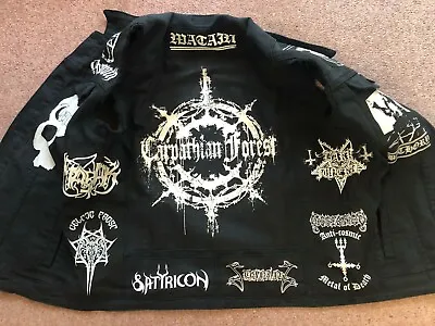 Buy Black Metal Battle Jacket Cut-Off Denim Vest Darkthrone Bathory Watain Behexen • 136.66£