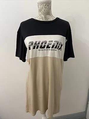 Buy Divided H&M Women’s Phoenix T-Shirt Dress Black Beige Mix UK 6 Oversized • 5.25£