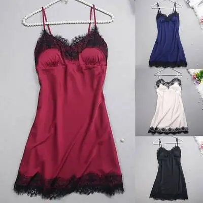 Buy Sexy Womens Lace Nightdress Silk Satin Pyjamas Lingerie Ladies Nightwear Nightie • 7.29£