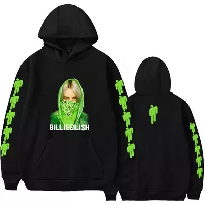 Buy 2021 Billie Eilish Hoodie Green Print Sweatshirt Dance Hip Hop Jumper Hooded • 27.25£