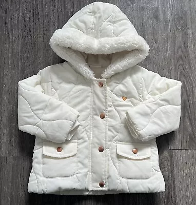 Buy Baby Girl’s Ivory Quilted Hooded Jacket By Next: Size: 12/18m • 1.99£