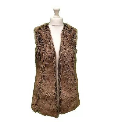 Buy D118 Women's Papaya Brown Sleeveless Faux Fur Gilet Uk 12 Eu 40 • 25.99£