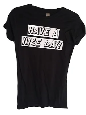 Buy Women's Short Sleeve T-Shirt, M, Black, Have A Nice Day/ Middle Finger... • 21.78£