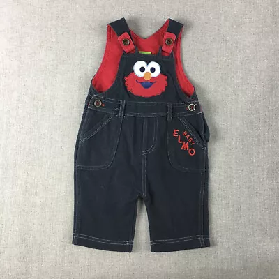 Buy Baby Elmo Overalls Size 000 Blue Red Denim Sesame Street Dungarees • 13.15£
