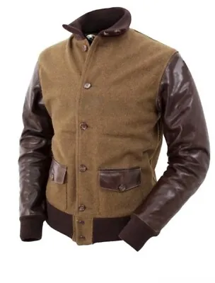 Buy Leather And Wool Pilot Jacket, 1st World War Type, Large, New • 90£